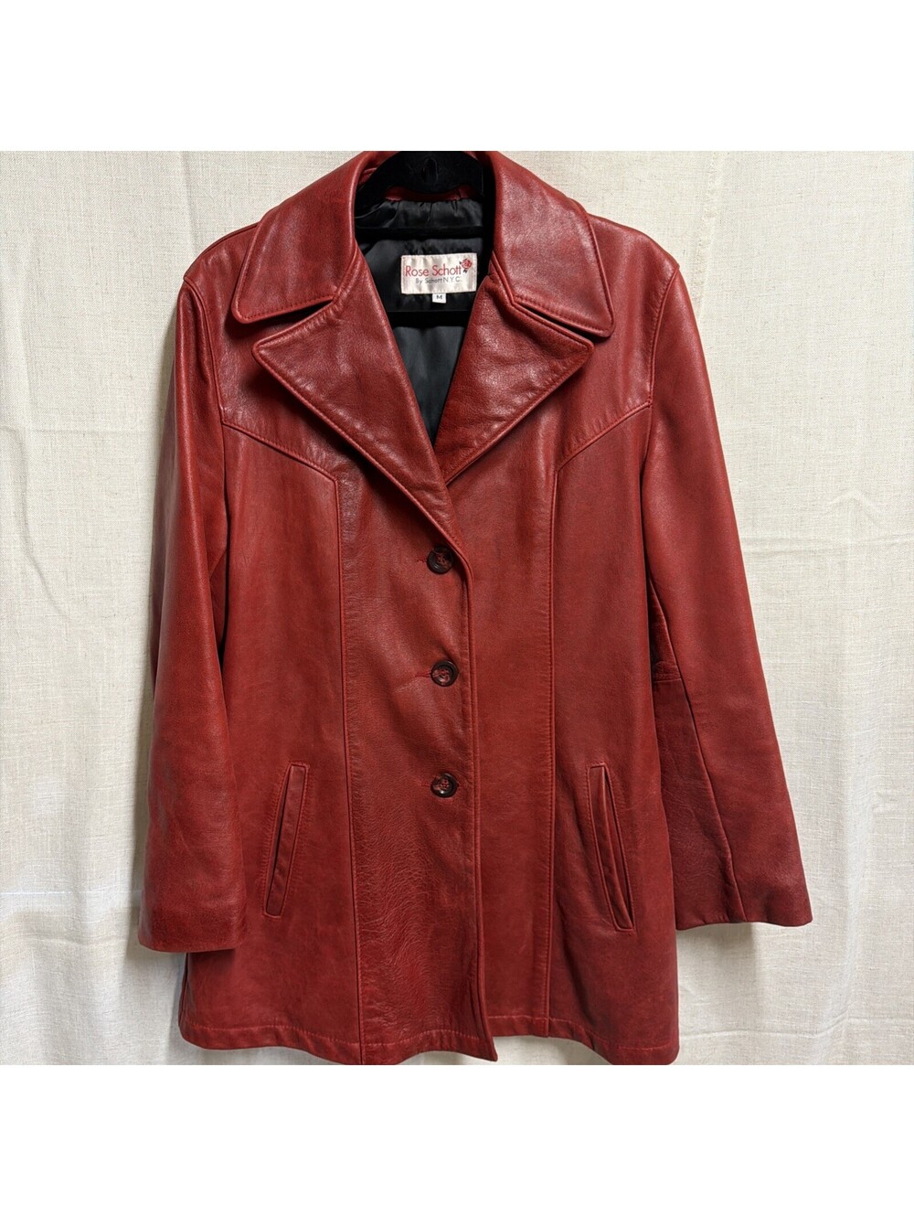 Rose Schott by Schott NYC Womens Red Button Front Jacket Size Medium